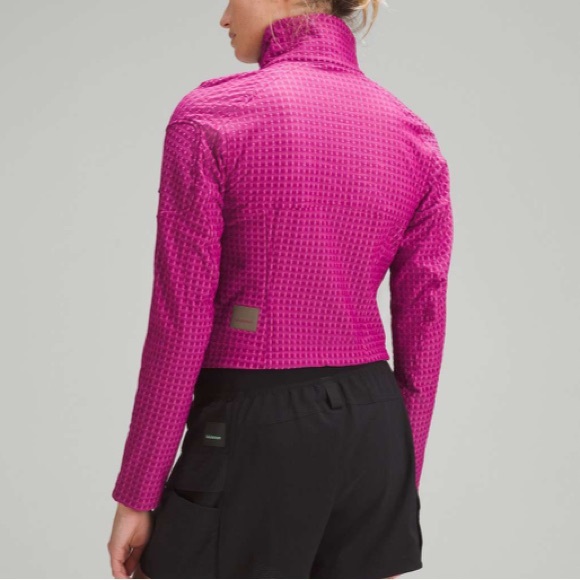 Lululemon Crop Fleece Jacket Grid Hiking Wild Berry Sonic Pink - Picture 2 of 10